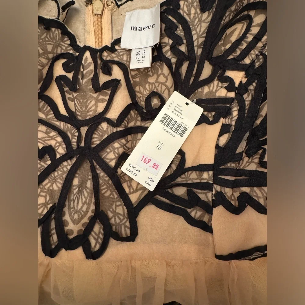 NWT Size 10 - Maeve Sleeveless V-Neck Lace Fit & Flare Mini Dress - Picture 15 of 16